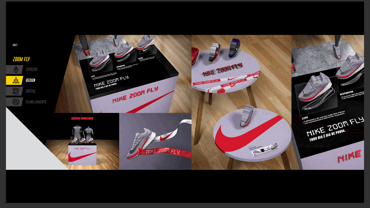 Projeto de design da ativação Nike Zoom Fly