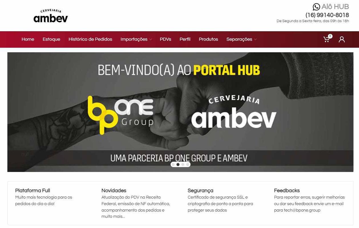 Portal white label desenvolvido para a Ambev