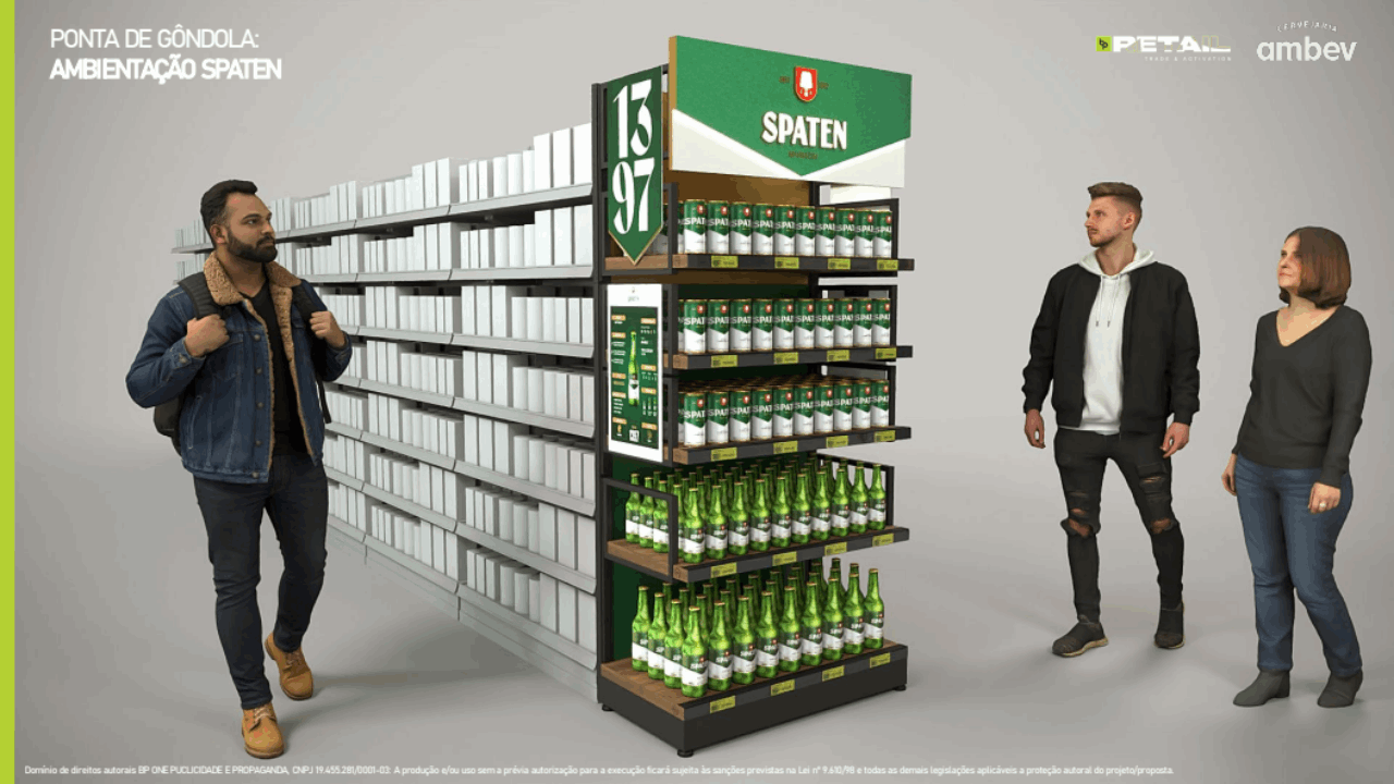 Aplicação do mobiliário modular Spaten em ponta de gôndola