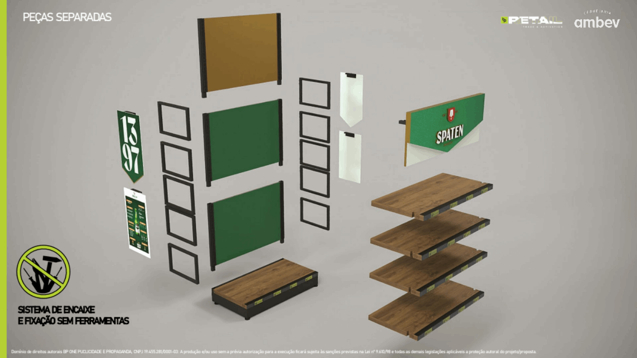 Peças separadas do sistema modular de encaixe